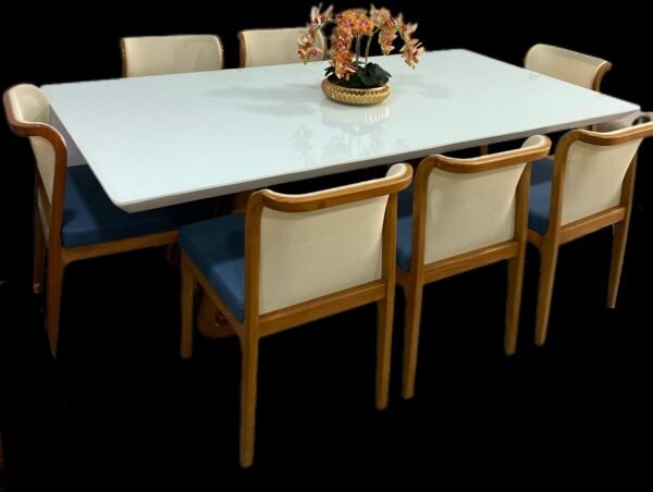 Mesa trapézio branca para sala de jantar - Image 4