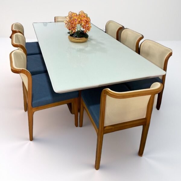 Mesa trapézio branca para sala de jantar